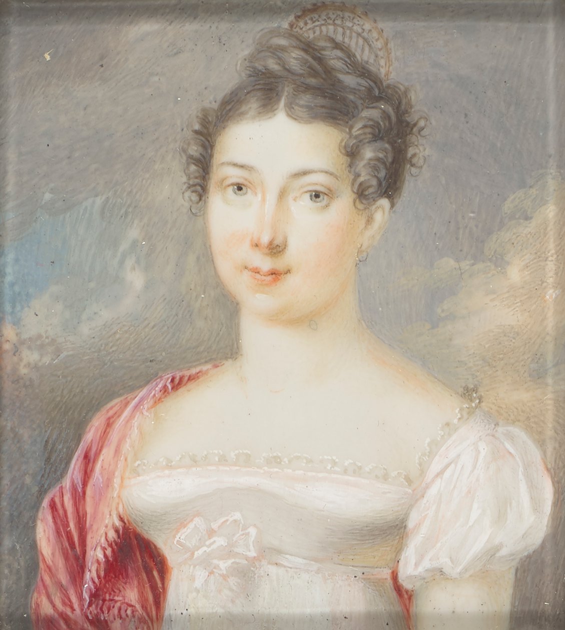 Young Lady in a White Empire Dress by Unbekannter Künstler