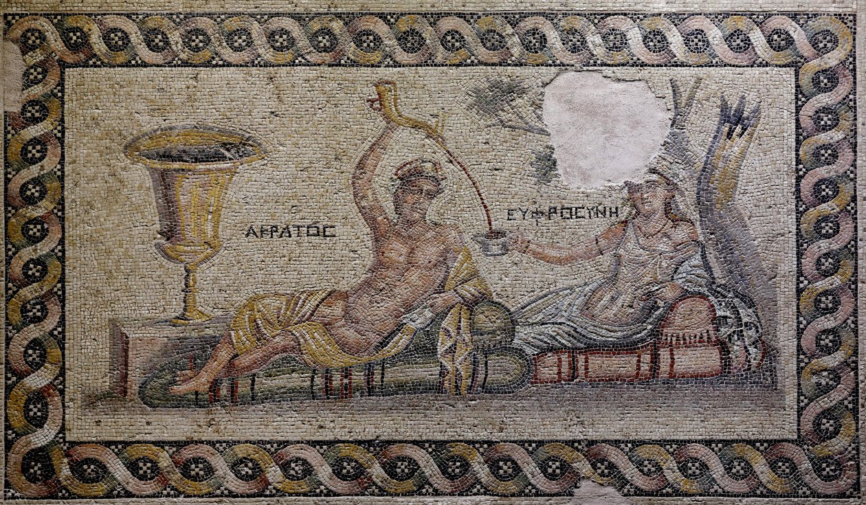 Kratos and Euphrosyne - Mosaic, Zeugma Mosaic Museum, Gaziantep by Unbekannter Künstler