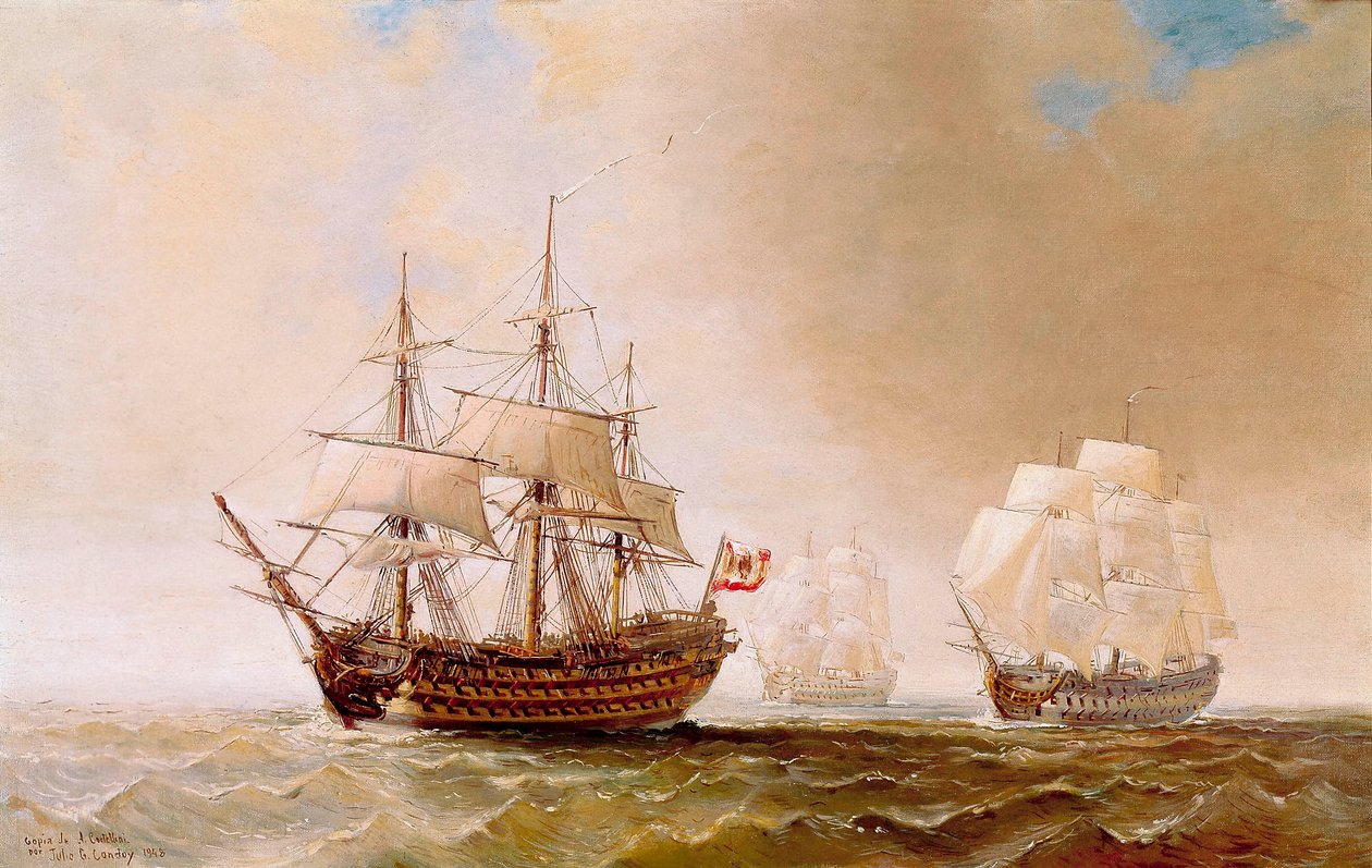 The Spanish Ship San Hermenegildo at the Battle of Trafalgar, October 21, 1805 by Unbekannter Künstler