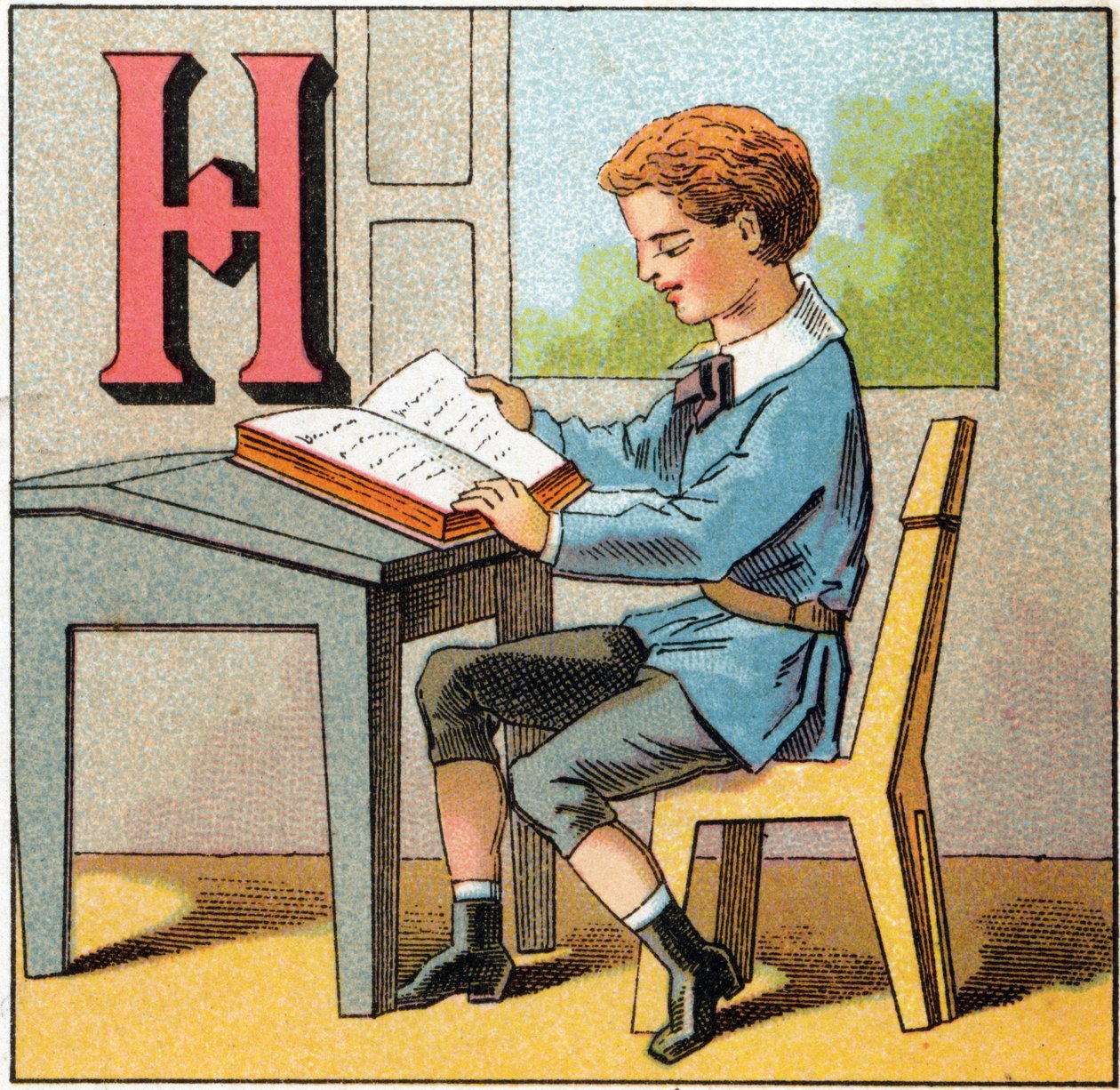 Letter H as history of France. Engraving in "Alphabet des petits ecoliers". Imaging of Epinal, circa 1885 by Unbekannt