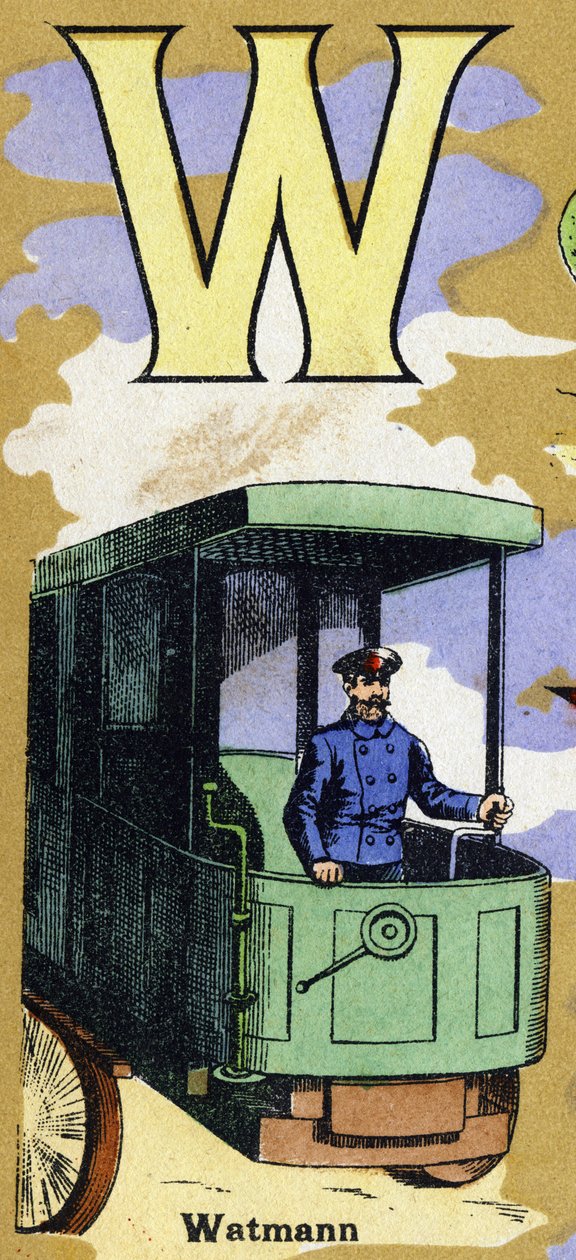 Letter W like Watmann with a Train Driver. Illustrated Alphabet ...