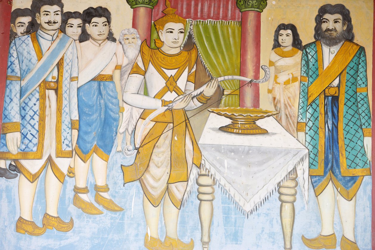 Life of the Buddha: Prince Siddhartha Gautama became a champion of swordplay, wrestling and archery, Siem Reap, Cambodia by Unbekannt