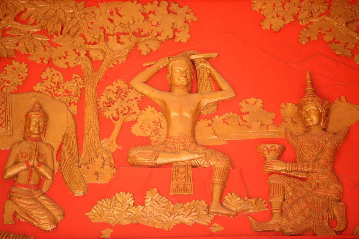Life of the Buddha, The Great Tonsure: the Buddha cuts his hair with his sword, Phnom Penh, Cambodia by Unbekannt