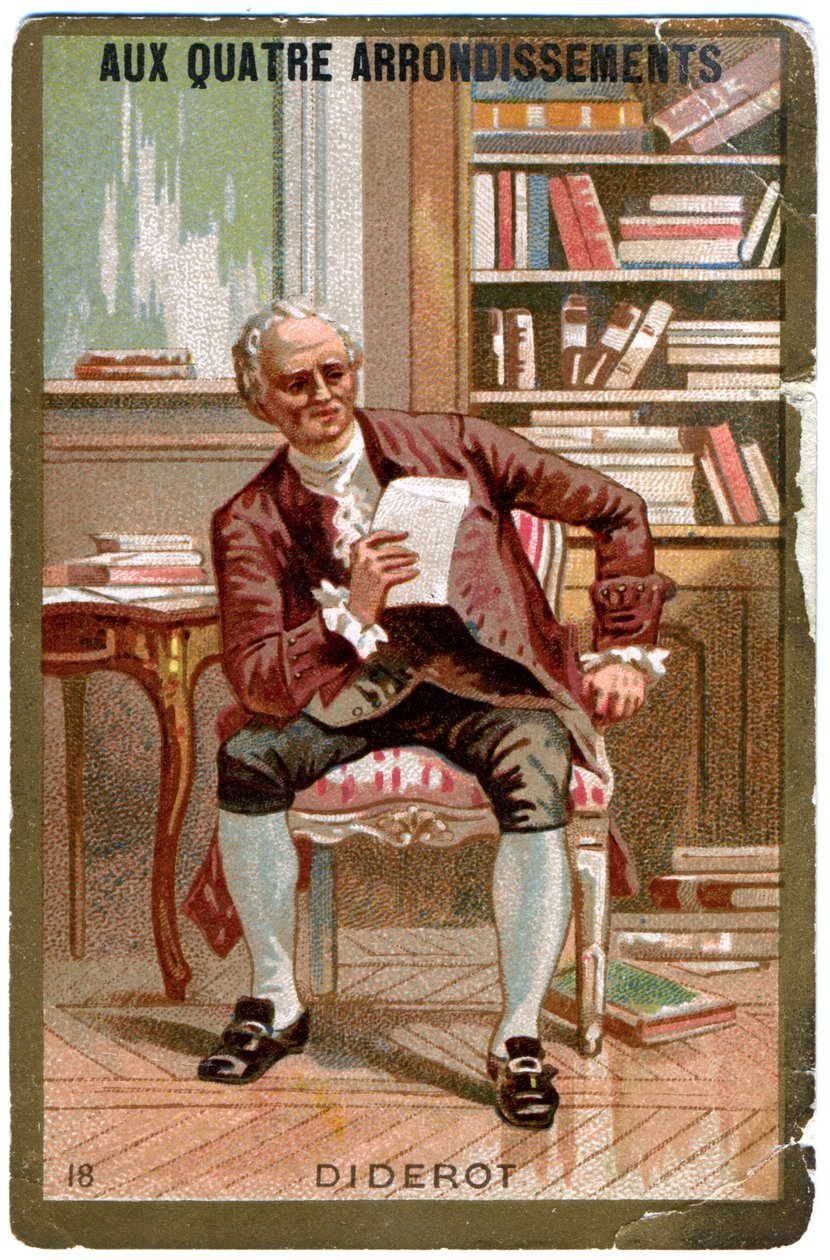 The French Philosopher Denis Diderot, Imagery from the Parisian Department Store: Aux Quatre Arrondissements, France, c.1900 by Unbekannter Künstler