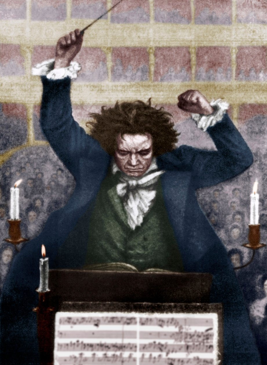 Ludwig van Beethoven conducting with baton - by Katzaroff. German composer by Unbekannt