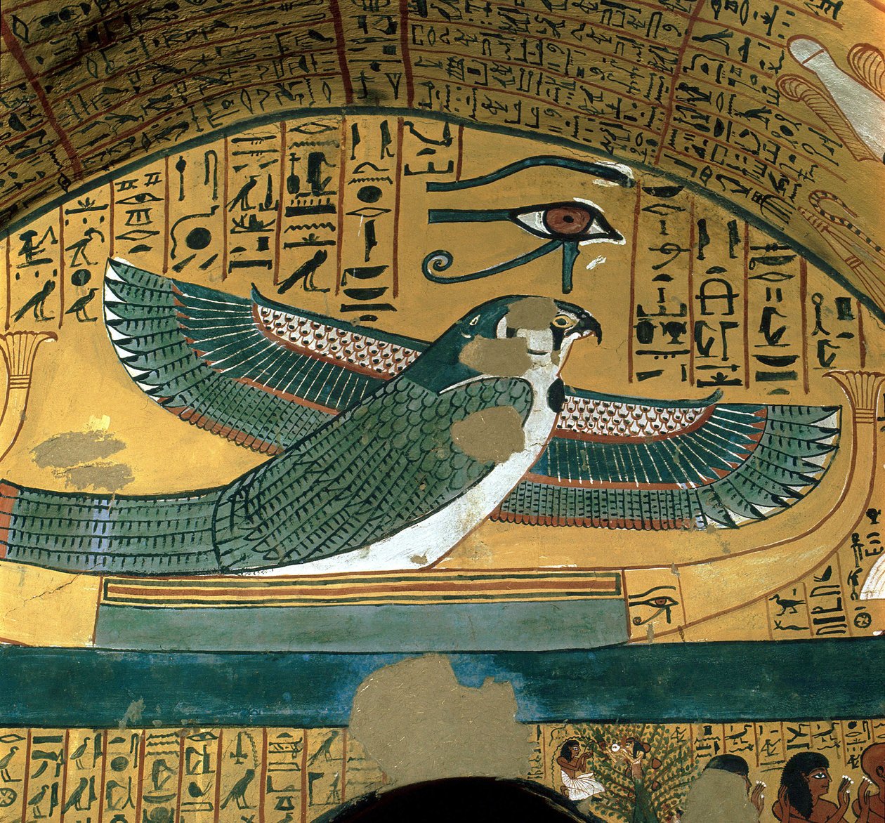 Luxor Thebes: Deir el Medineh, necropolis of artisans. The God Horus in a grave (18th Dynasty) by Leopold Blonder