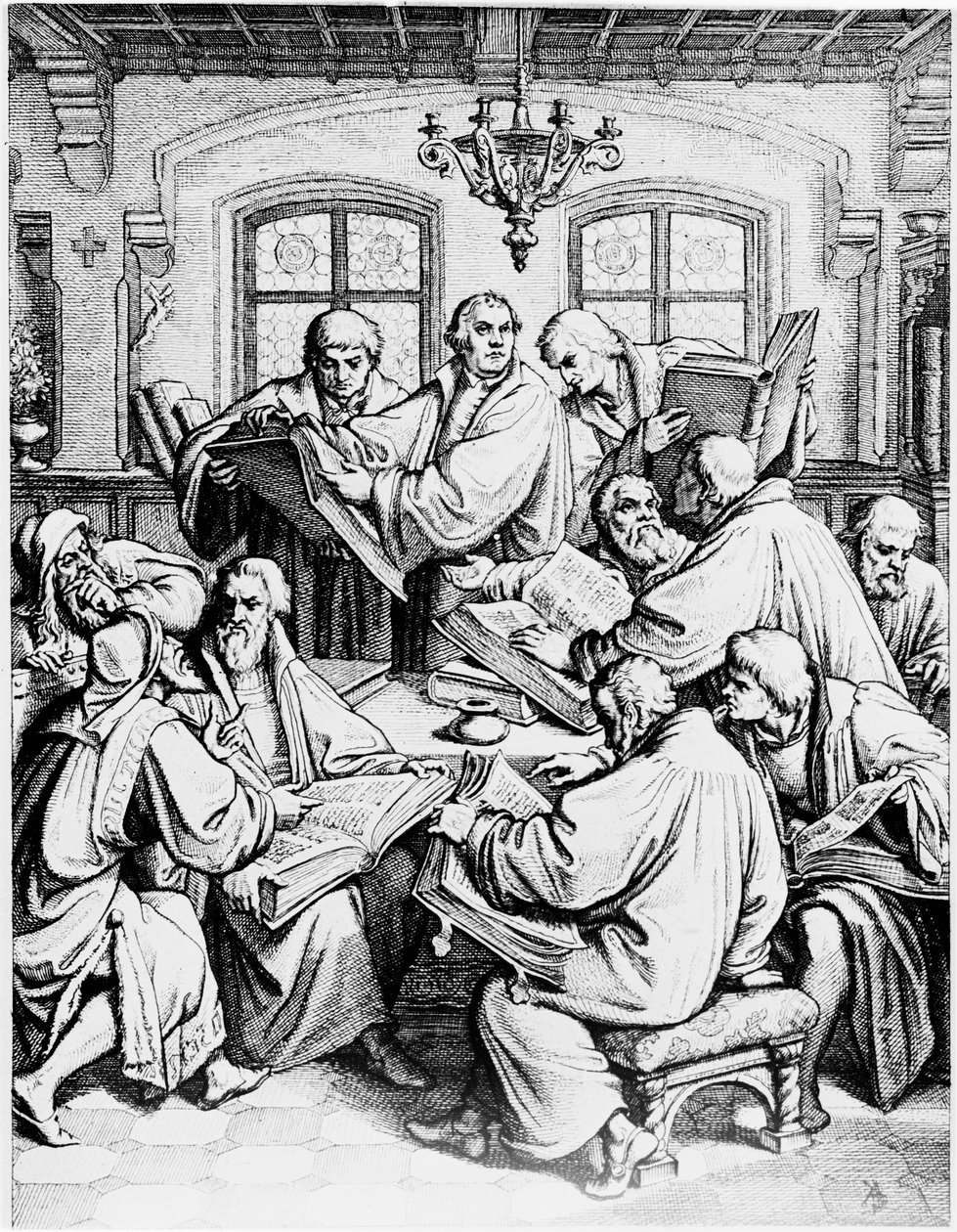 Martin Luther Translating the Holy Bible from Latin to German by Unbekannter Künstler