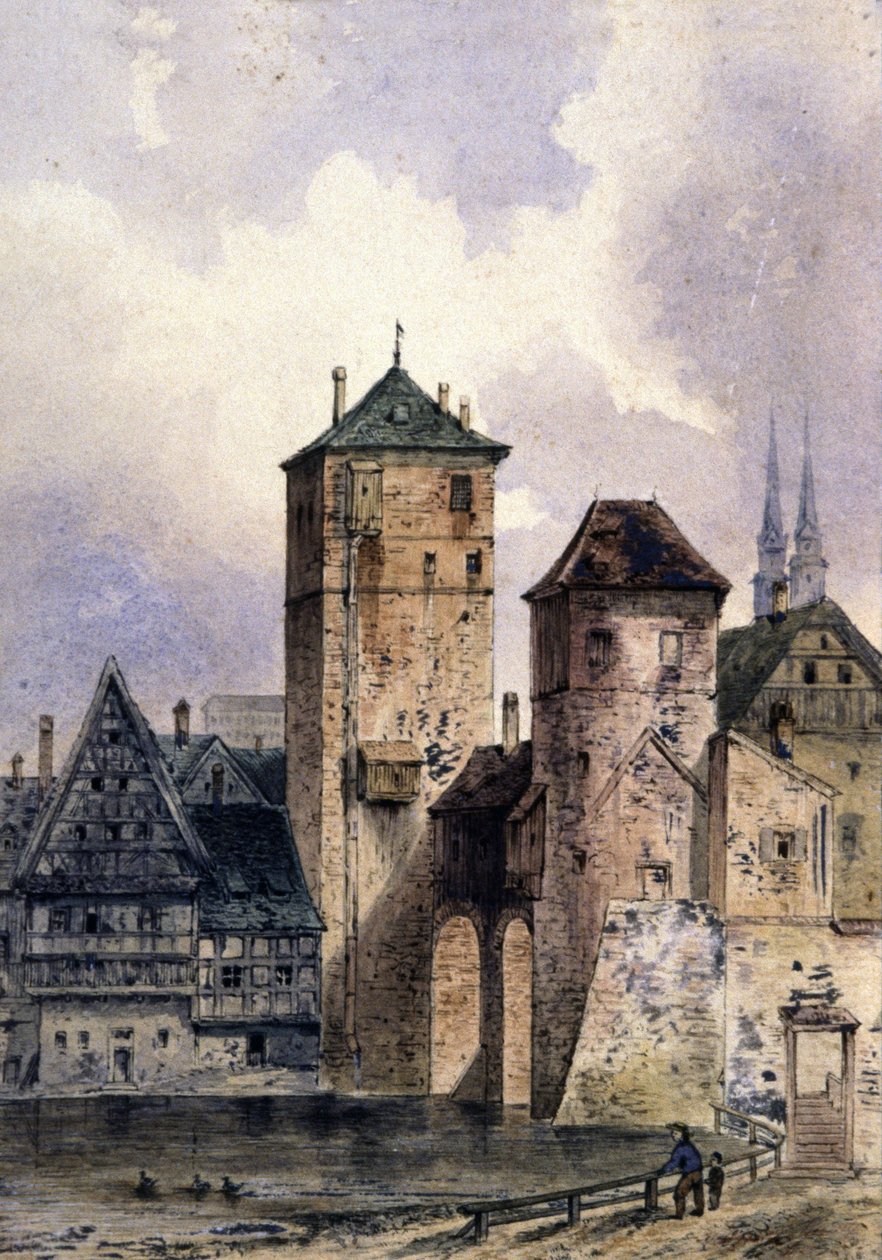 Medieval city on the Rhine by Unbekannter Künstler