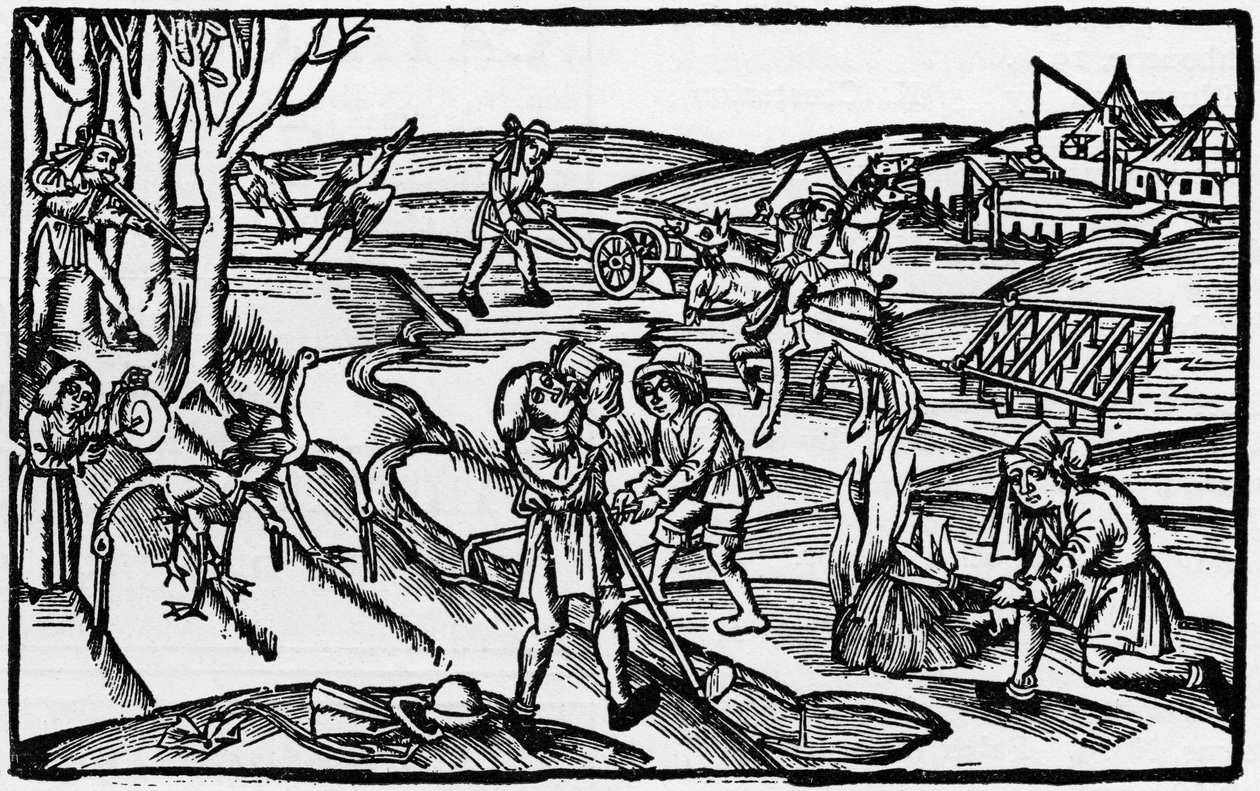Medieval Country Life (16th Century Engraving, Published in 1931) by Unbekannter Künstler