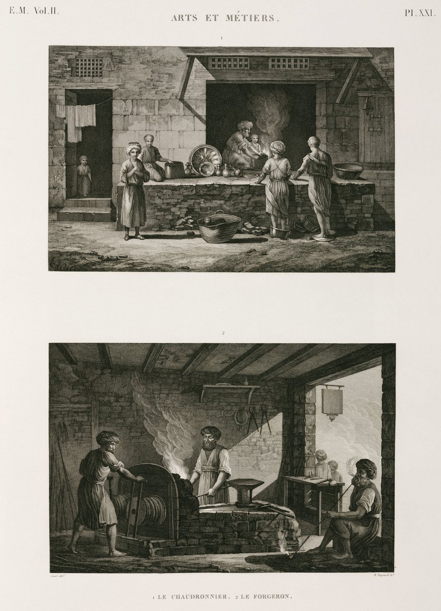 Metals, Copper Coppersmith and blacksmith, Egypt, c 1798 by Unbekannt