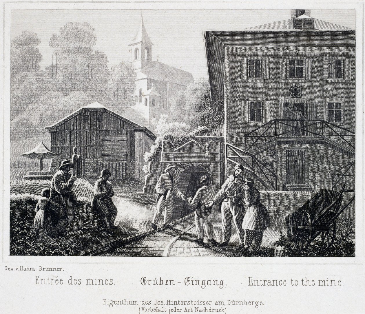 Salt Mine: The Entrance to the Mine, Durrnberg, Austria, c.1850 by Unbekannt