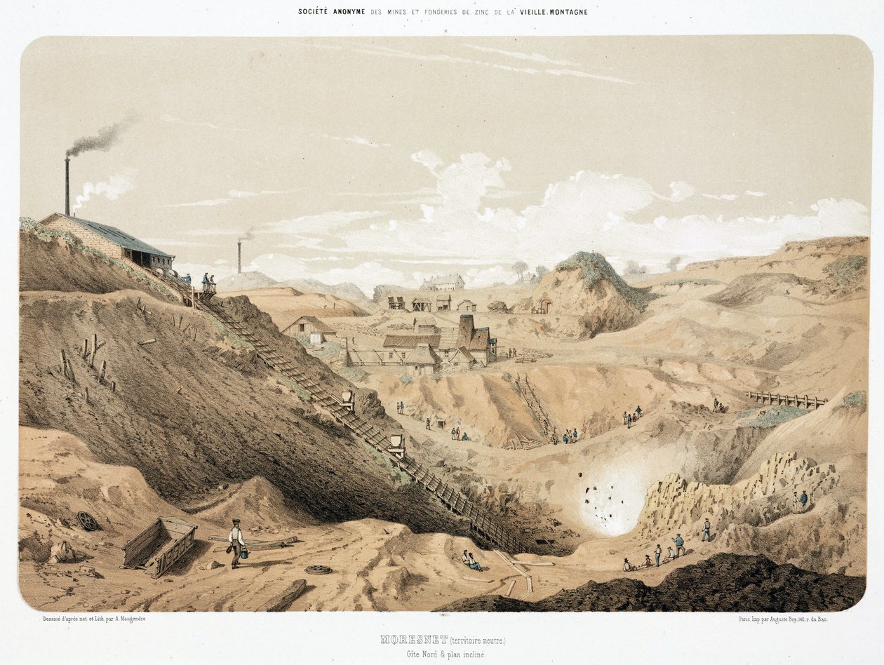 Mining, Metal Ores Zinc mine, Neutral Moresnet by Unbekannt