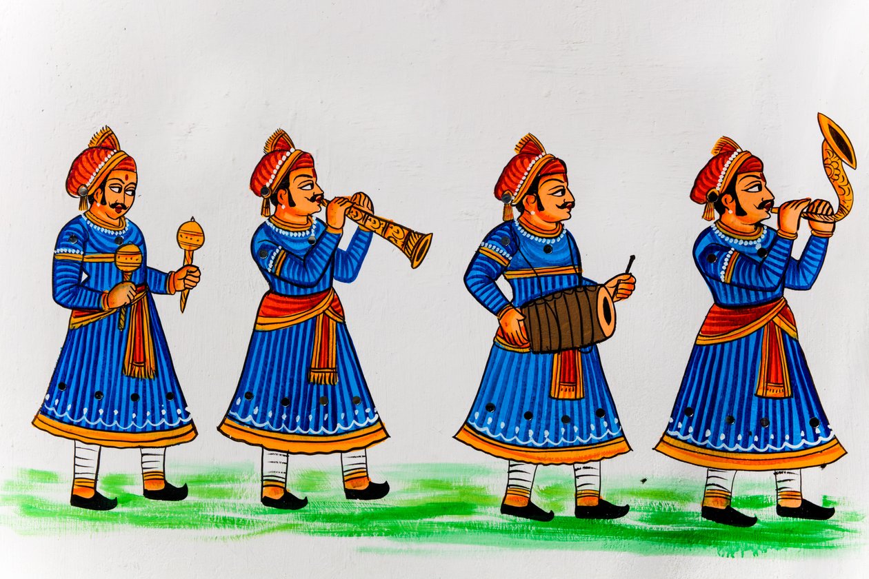 Mural painting in the old town, Udaipur, Rajasthan, India by Unbekannter Künstler
