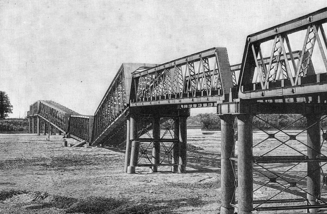 Nagara Gawa Railway Bridge after the Earthquake in Japan on October 23 by Unbekannt