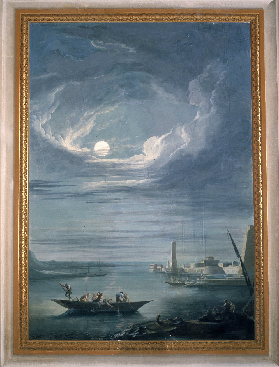 Night scene with the fishermen. Fresco of the Sala del Consiglio by Unbekannter Künstler