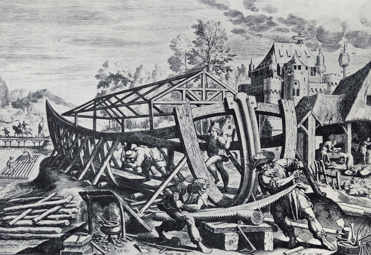 Noah Building the Ark by Unbekannter Künstler