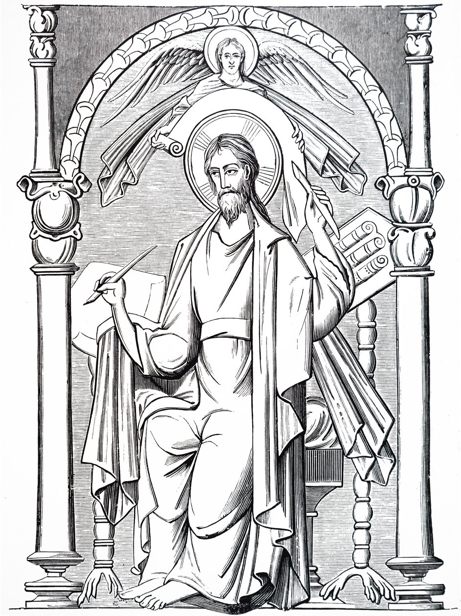 One of the Evangelists Writing on Parchment by Unbekannt