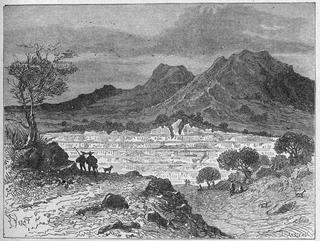 Open Pit Rock Salt Quarry in Cardone, c. 1880 (Engraving) by Unbekannter Künstler