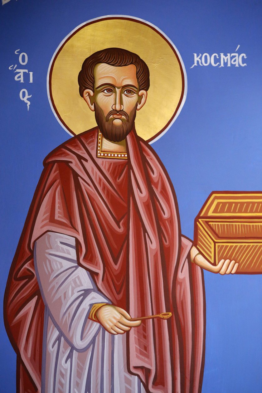 Orthodox Church in Pedoulas, Cyprus: Saint Cosmas Fresco, Pedoulas, Cyprus by Unbekannt