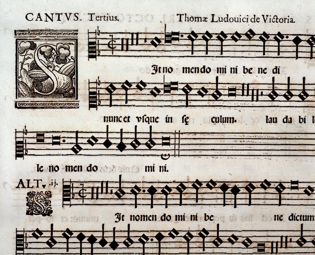 Page of musical score of In nomen domini psalm by Tomas Luis de Victoria by Unbekannter Künstler