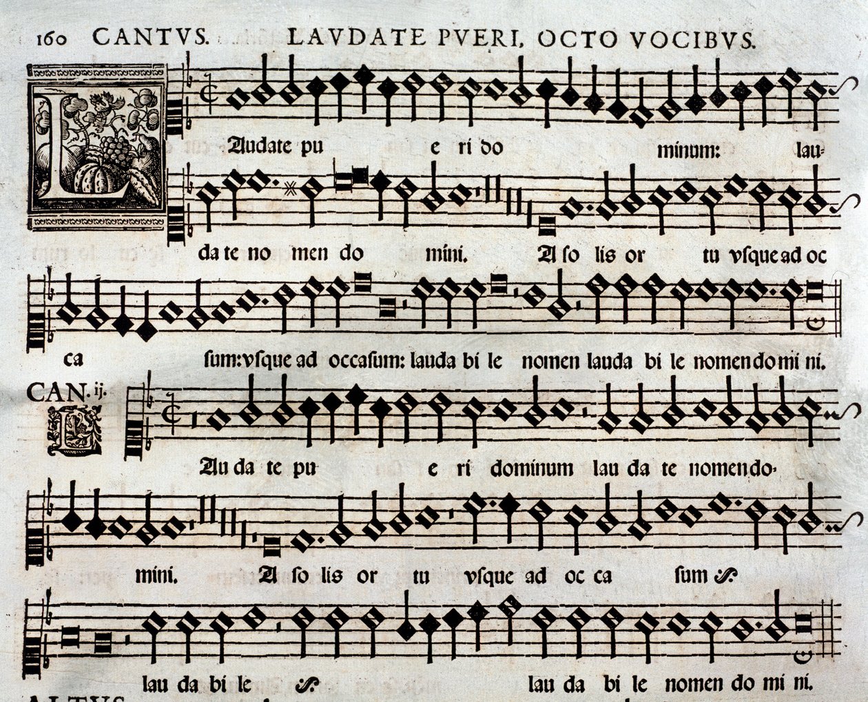 Page of Musical Score of Laudate Pueri Psalm with 8 Voices by Tomas Luis de Victoria by Unbekannter Künstler