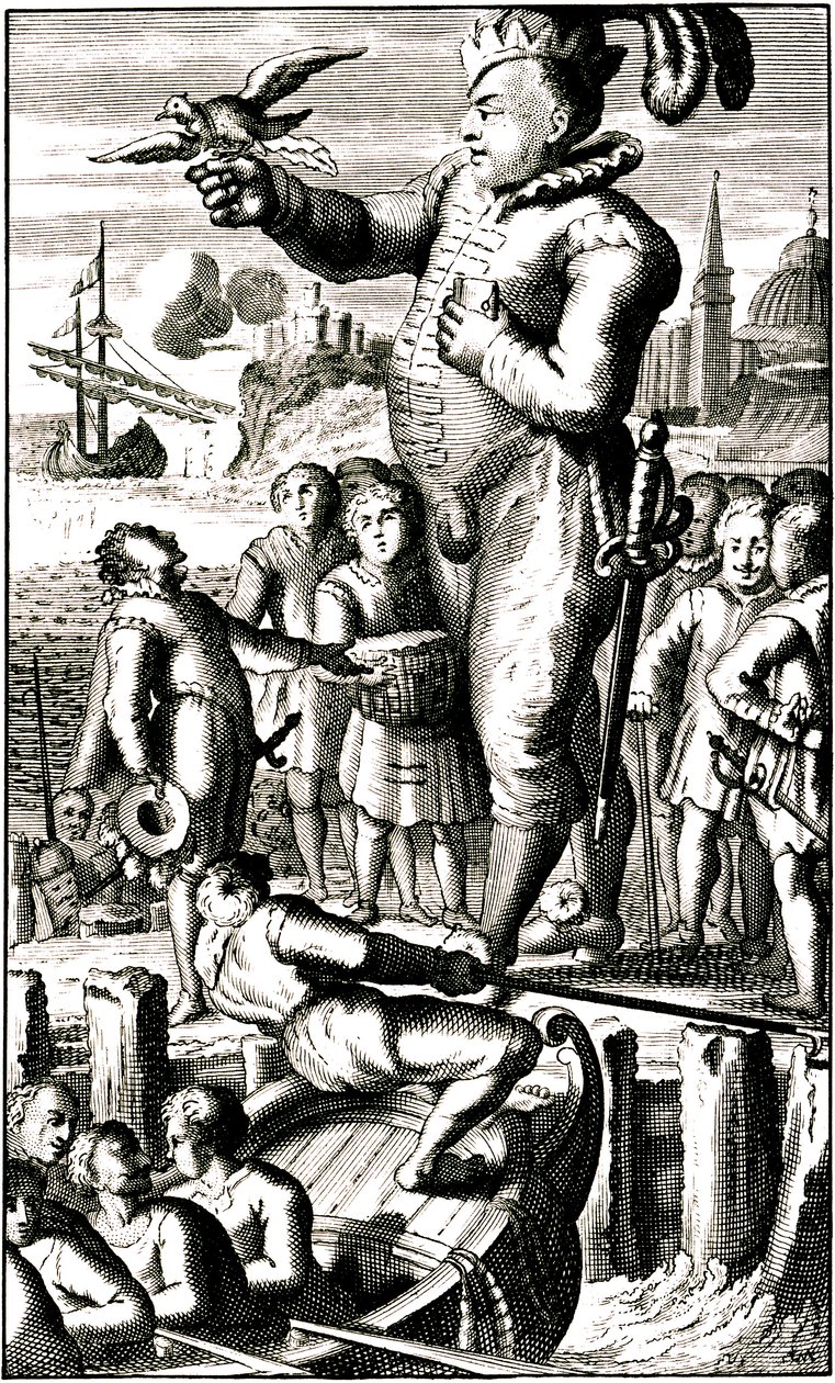 Pantagruel sends news to Gargantua by means of a carrier pigeon by Alec Hunter