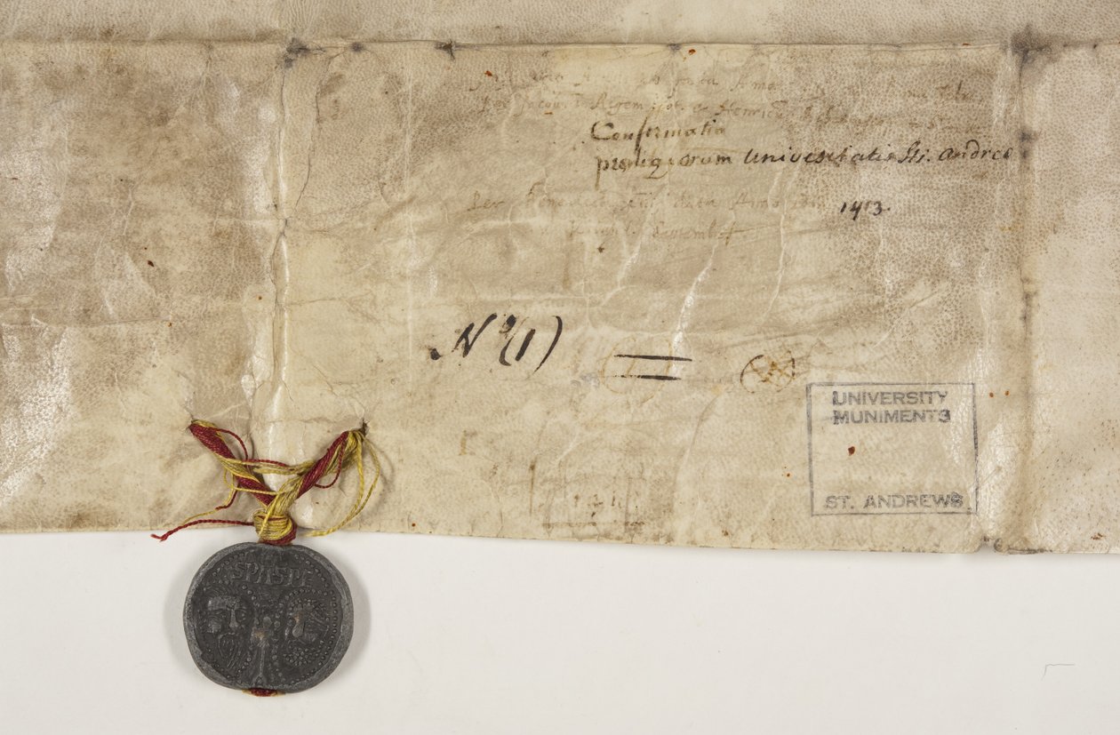 Papal Bull confirming charter of Bishop Henry Wardlaw, verso by Unbekannt