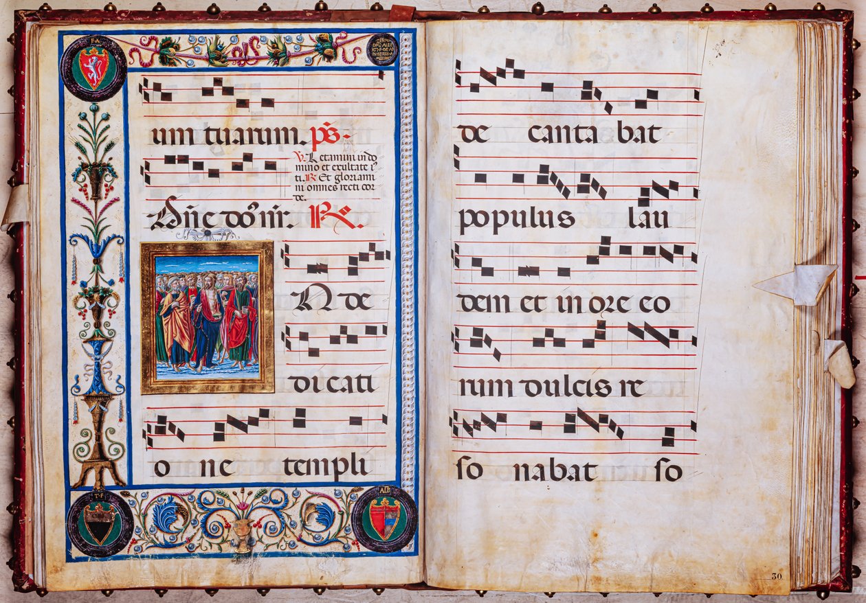 Piccolomini Library: choir book, cod. 26.R, ff. 29v-30r with “Christ and all Saints” by Unbekannter Künstler