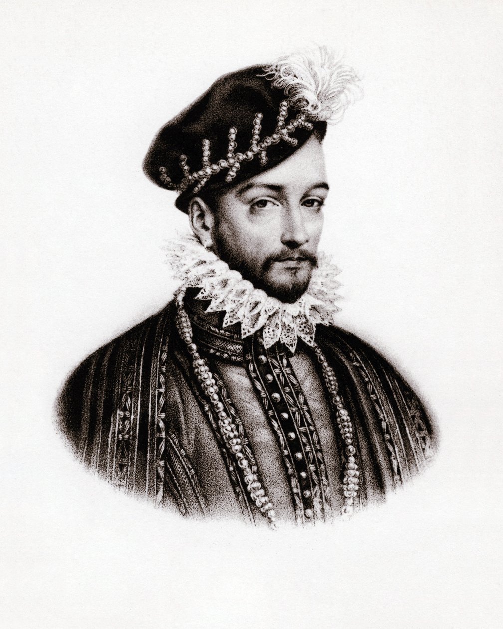 Portrait of Charles IX King of France, engraving by Unbekannter Künstler