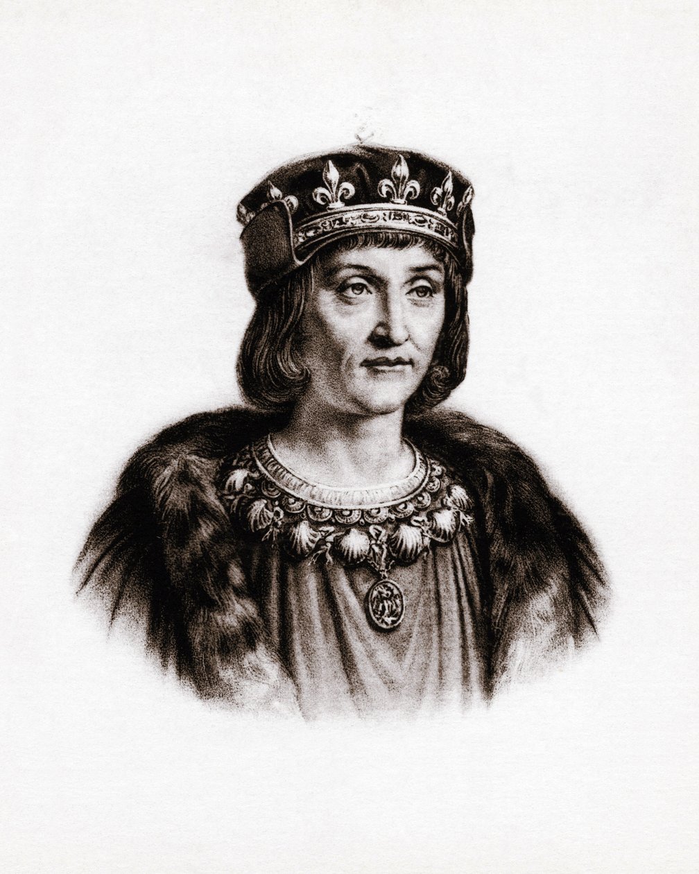 Portrait of Louis XII, King of France. Engraving by Unbekannter Künstler