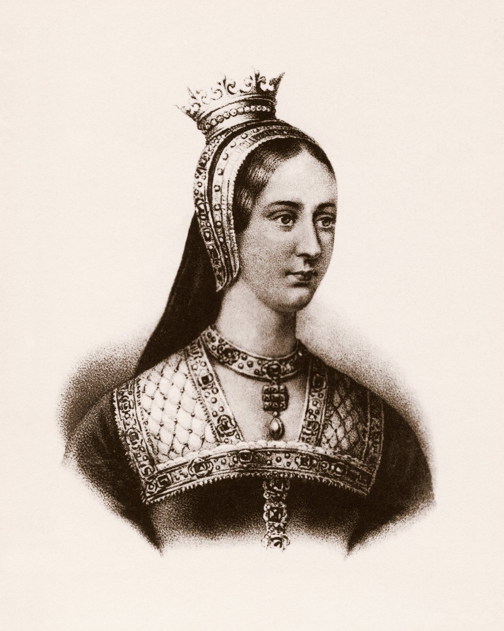 Portrait of Mary I of England (or Marie Tudor) (1497-1534) Queen of France, engraving by Unbekannter Künstler