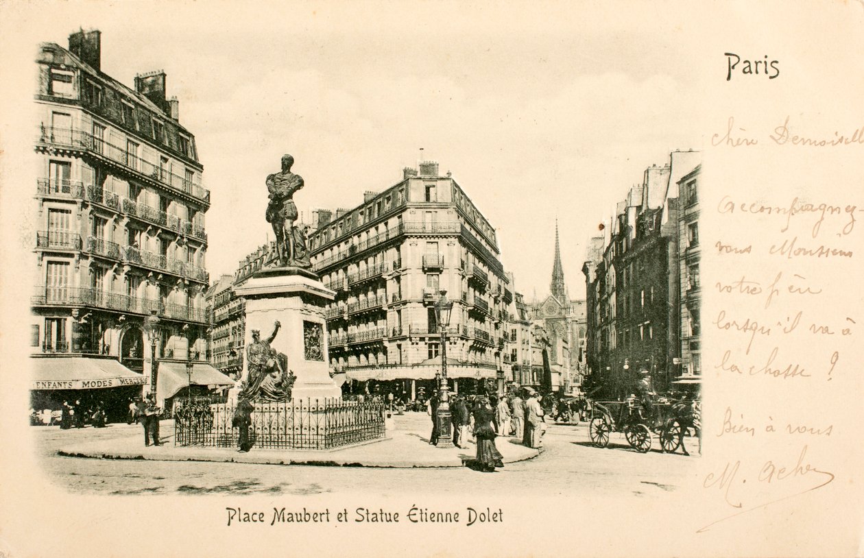 Place Maubert, Statue of Etienne Dolet, Paris, France by William M. Timlin