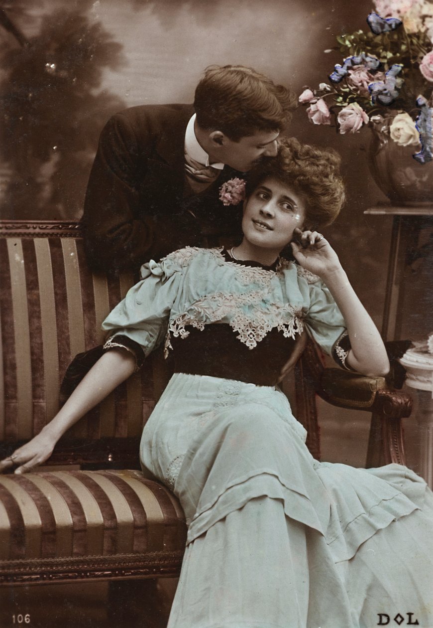 Postcard, portrait of a couple by Unbekannter Künstler