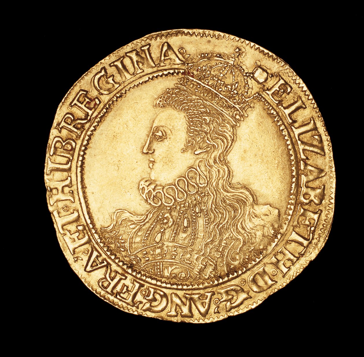 Rare English Coin, Portrait of Queen Elizabeth I, Gold Pound by Unbekannter Künstler