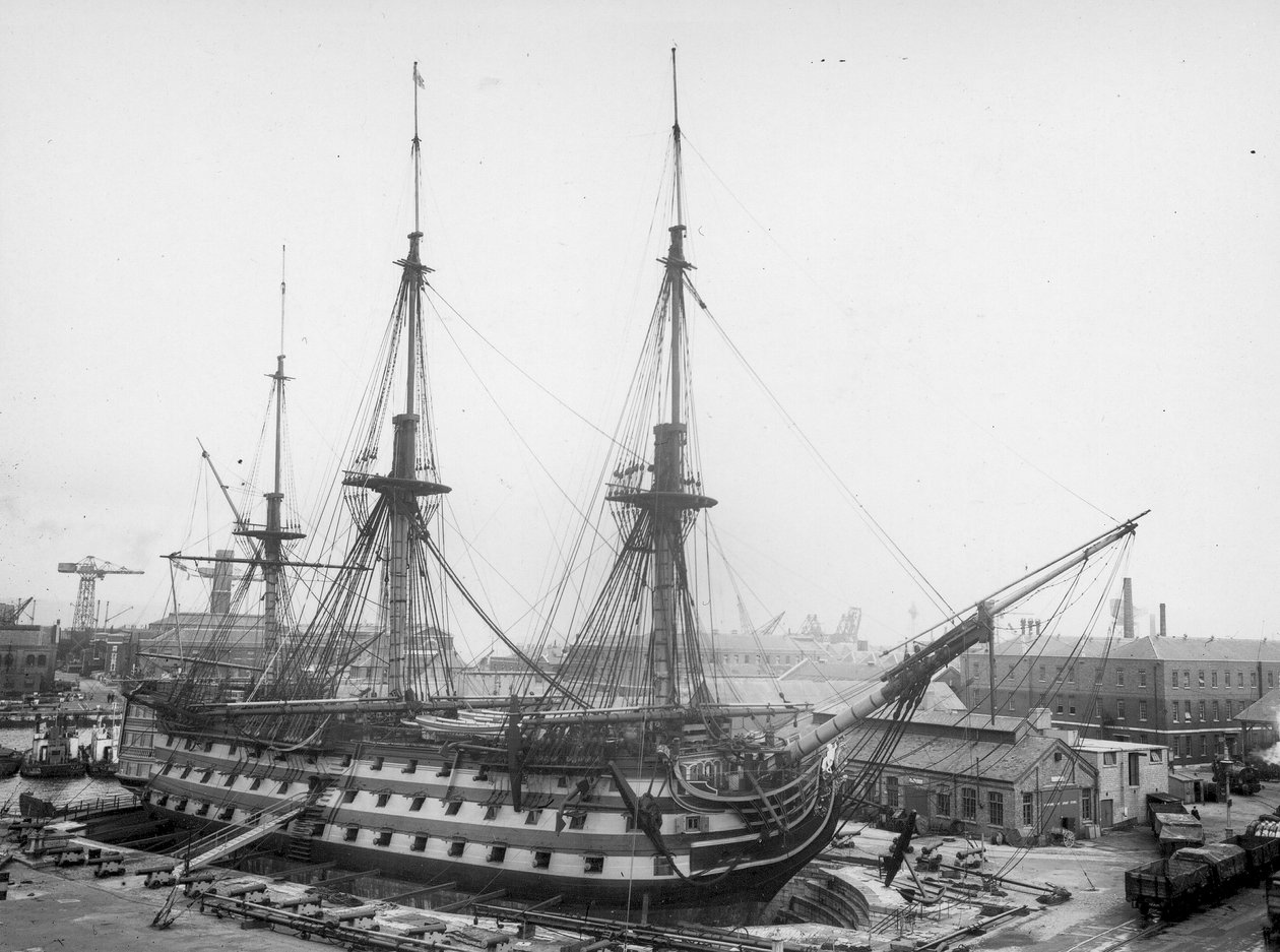 Re-installing the Pre-War Rigging on HMS Victory, Portsmouth Harbour by Unbekannt