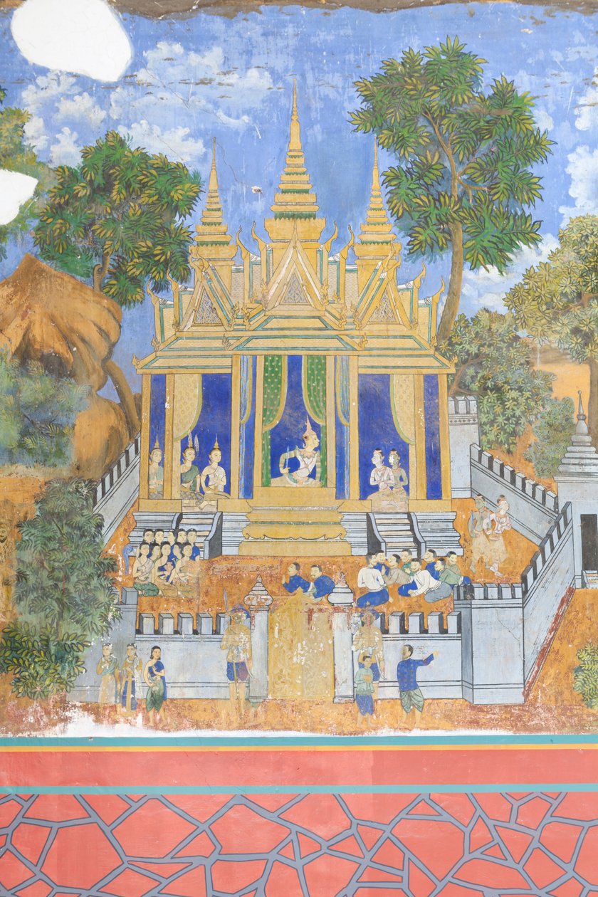 Reamker Frescoes Adorning the Walls of the Royal Palace Complex in Phnom Penh, Cambodia by Unbekannter Künstler