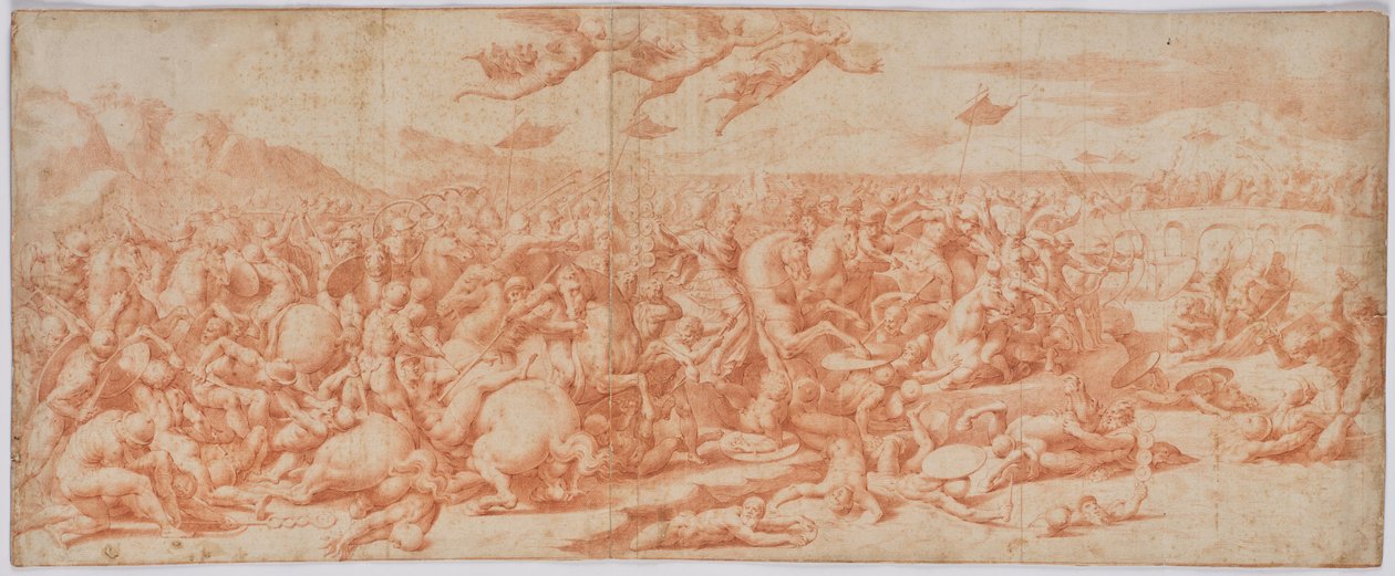 Cavalry Battle by the River by Unbekannter Künstler