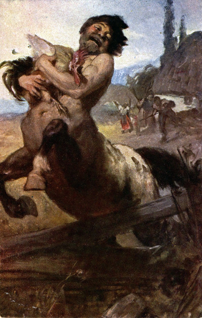 Religion. Greek Mythology. A Thief Centaur. Illustration by Gyula Benczur, Hungary, c.1910 (postcard) by Unbekannter Künstler