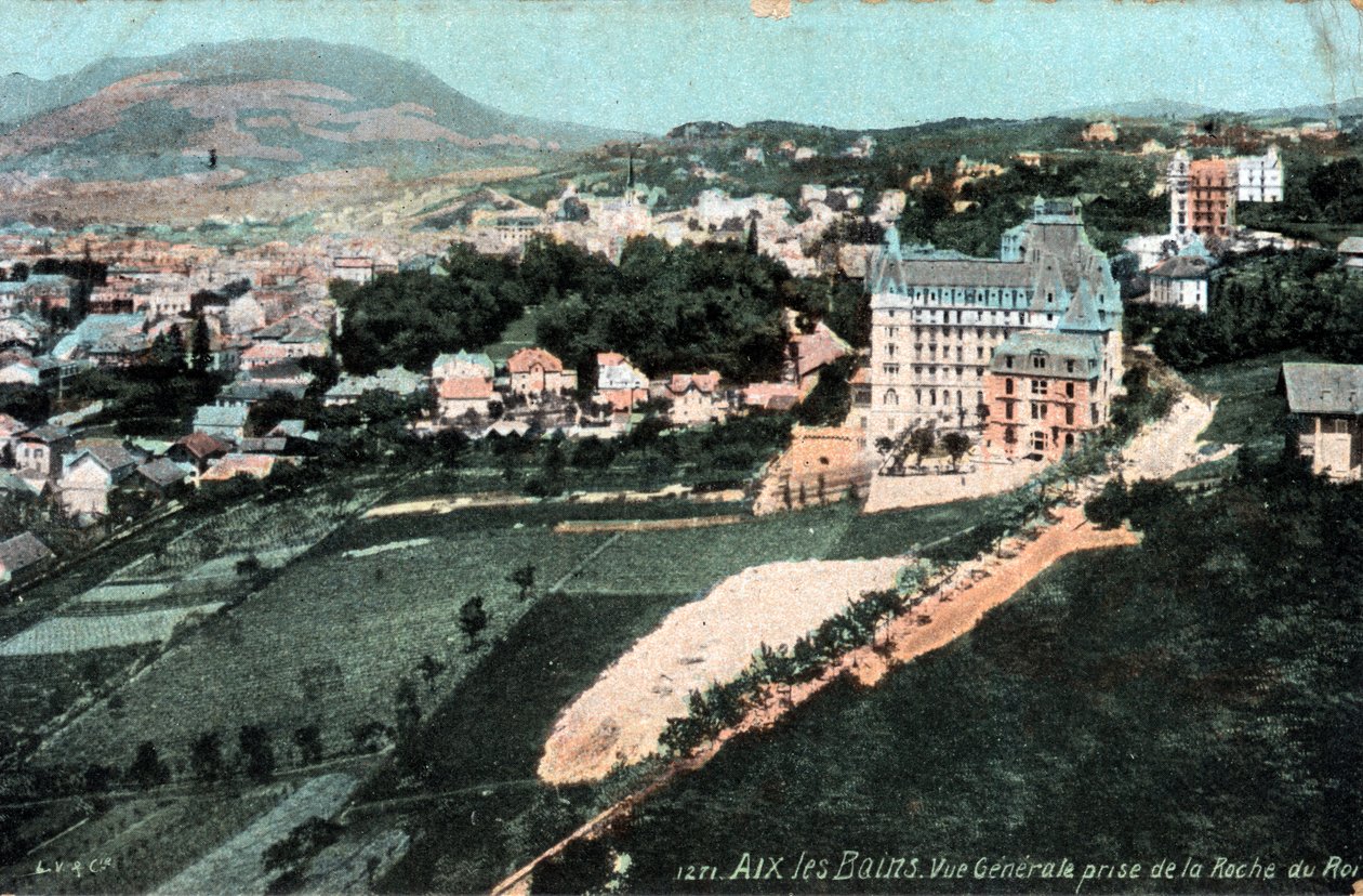 Rhone Alpes, Savoie, Aix les Bains: general view taken from the Roche du Roi - Postcard late 19th-20th century by Unbekannt