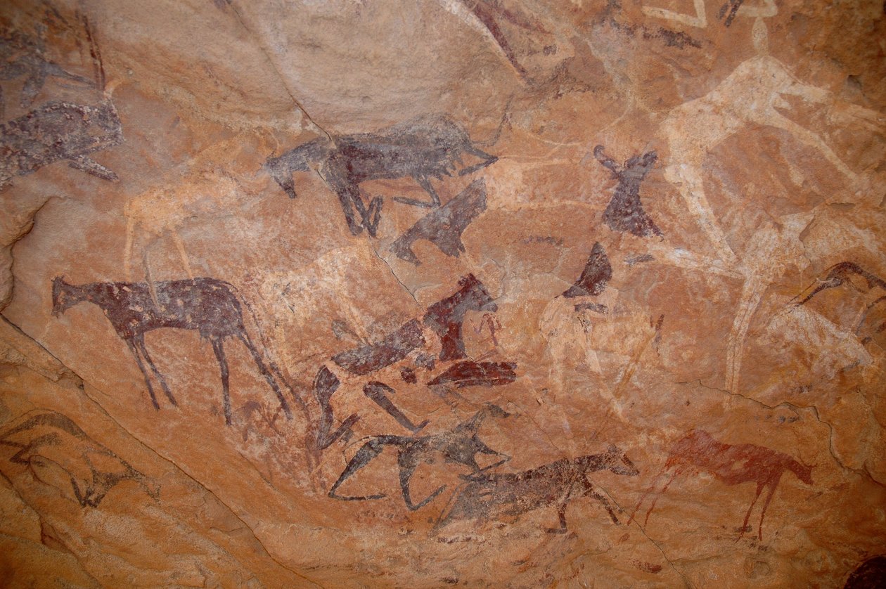 Cattle Rock Painting, One Knee in a Shelter Adorned in the Uweinat Massif, Sudan by Unbekannt