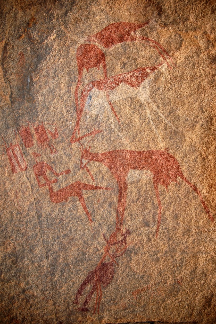Rock Art, Prehistory: Rock Painting of Characters, Cattle and 