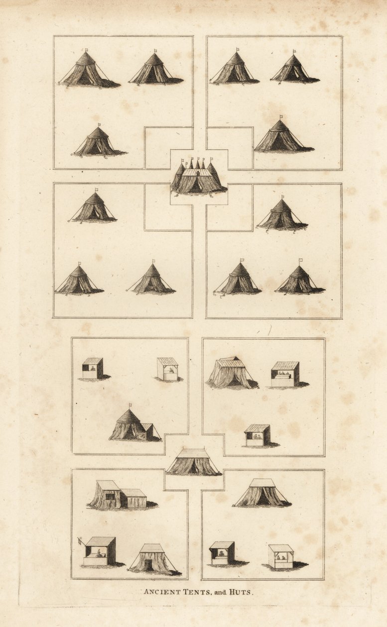 Royal encampment, era of King Henry VIII, showing the royal quarters, market-place, huts of shopkeepers, butchers, etc by Unbekannt