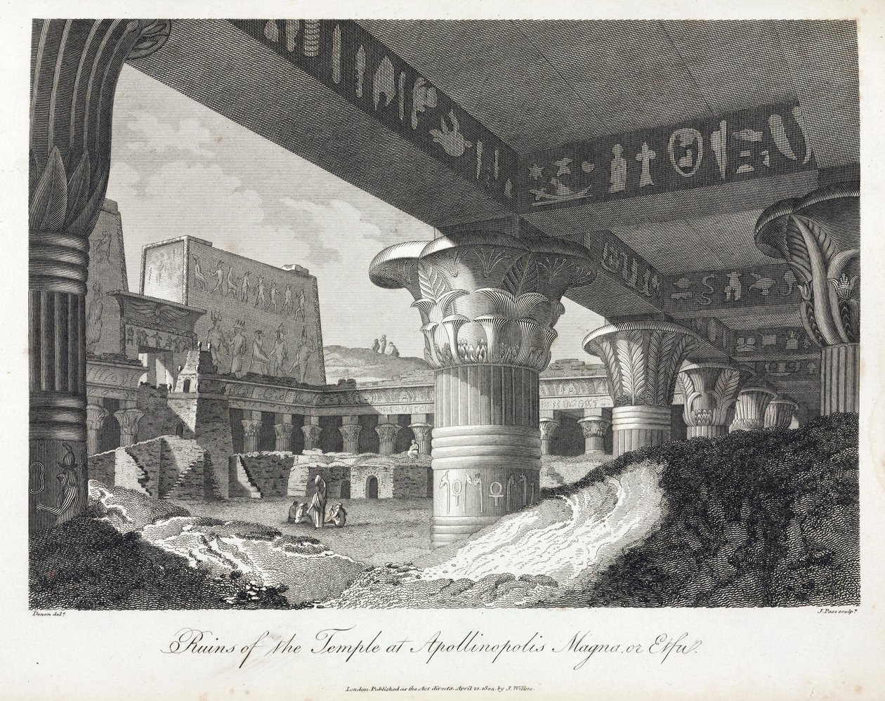 Ruins of the temple of Apollinopolis Magna at Edfu (modern Tell El Balamoun, Egypt) (originally, temple dedicated to Horus, construction between 237 and 57 BC) by Unbekannt