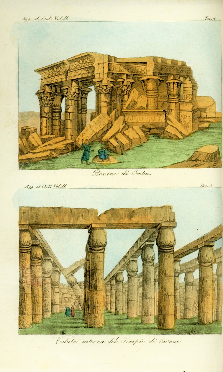 Ruins of the Temple of Kom Ombo, Nubia, and view of Karnak Temple, Luxor, Egypt by Unbekannt