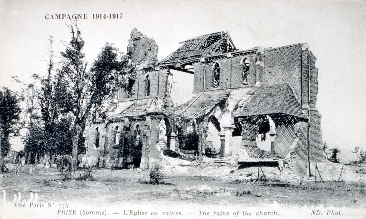Ruins of the Church in the Village of Frise, Somme, France 1914-1918 by Unbekannter Künstler