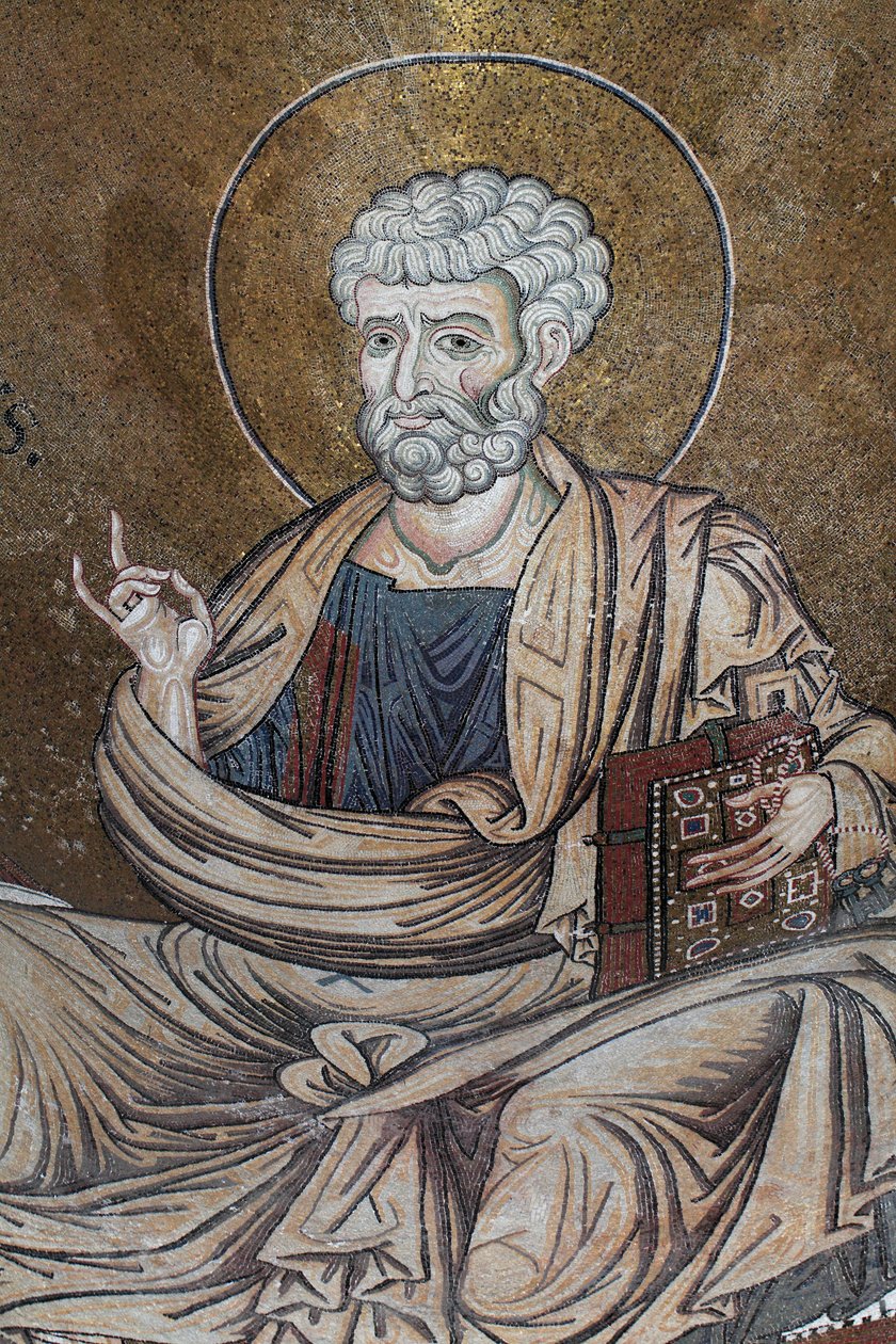 Saint Peter Mosaic inside the cathedral Santa Maria Nuova, 12th century, Monreale, Sicilia by William M. Timlin