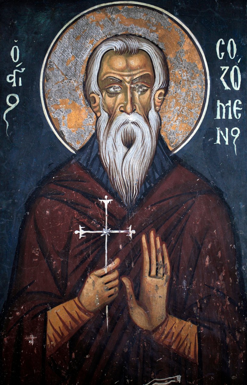 Saint Sozomene, Byzantine Fresco from the 14th Century, Narthex, East Wall, Phorbiotissa Virgin Church, Asinou, UNESCO Site, Troodos Region, Cyprus by Unbekannt