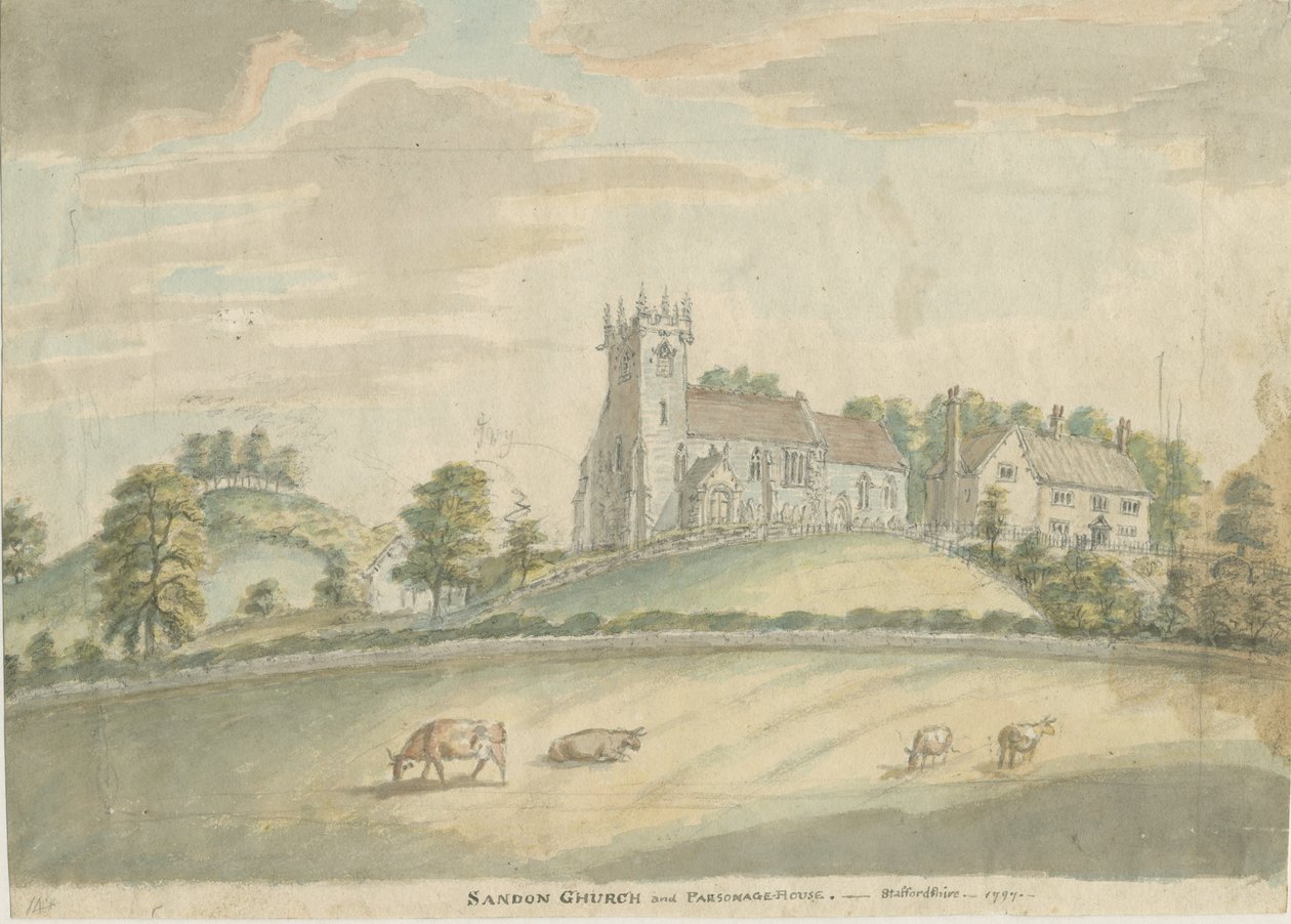 Sandon Church and Parsonage by Unbekannt