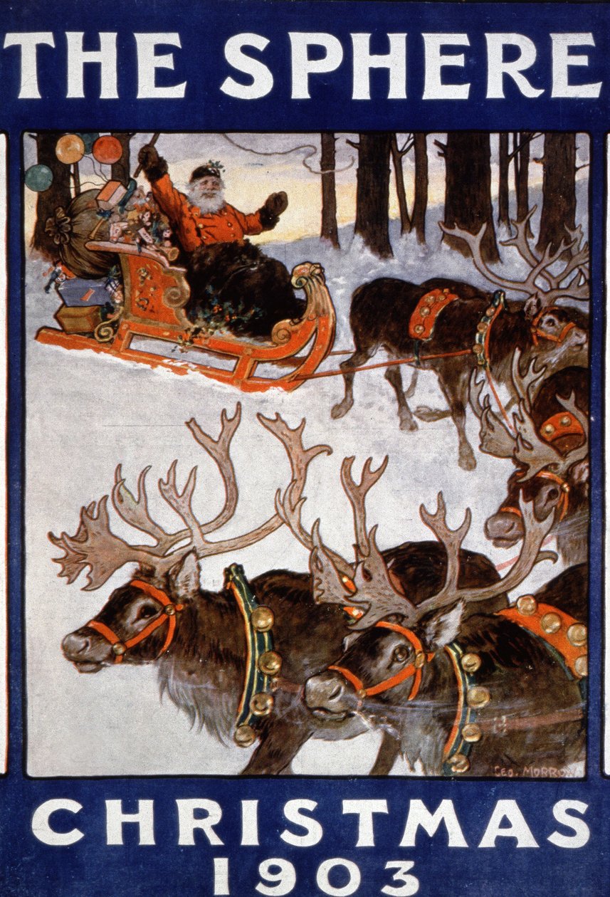 Santa Claus and his reindeer by Unbekannter Künstler