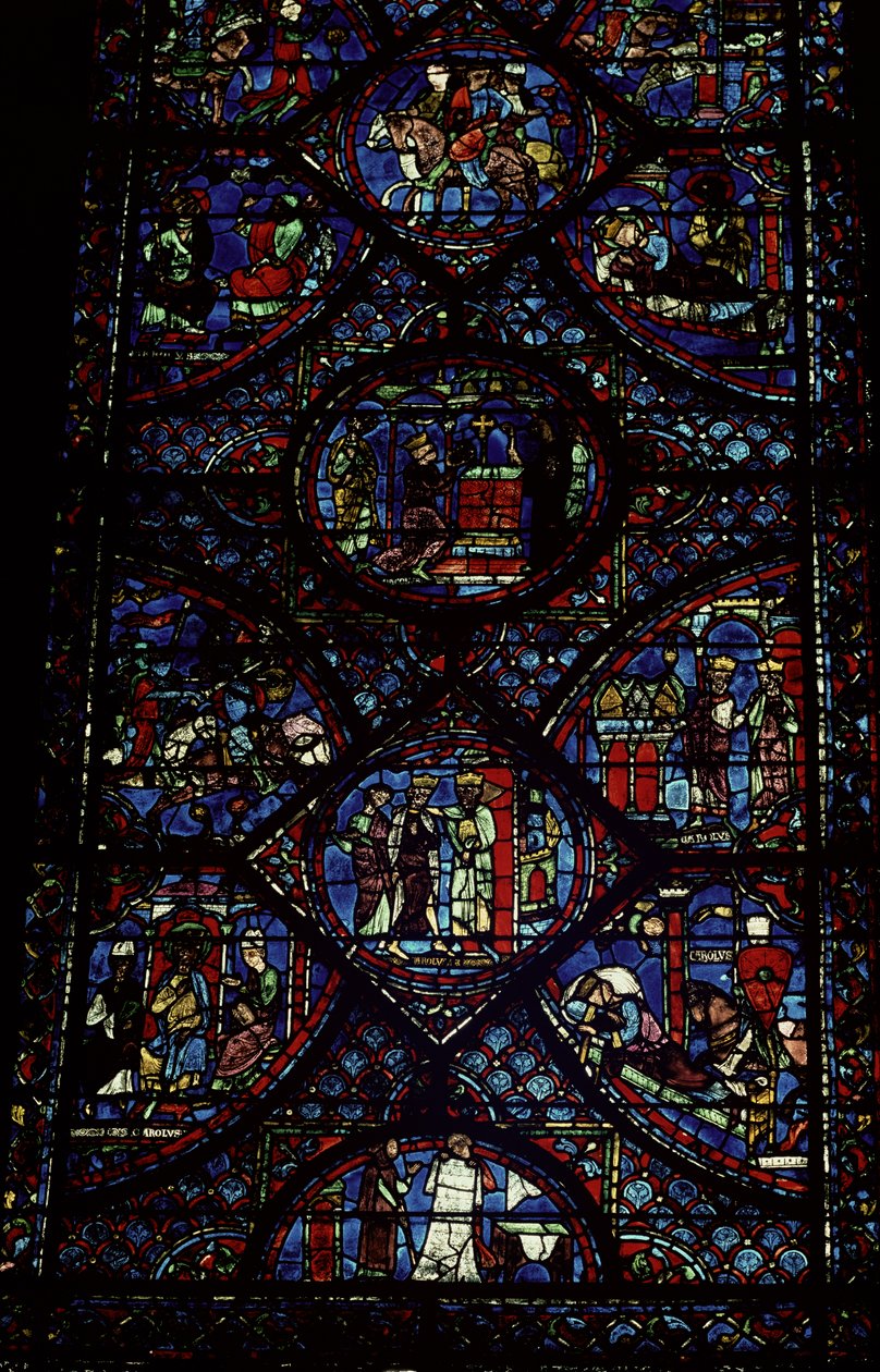 Scenes from the Life of Charlemagne (747-814) from the ambulatory, c.1215-35 (stained glass) by Unbekannt